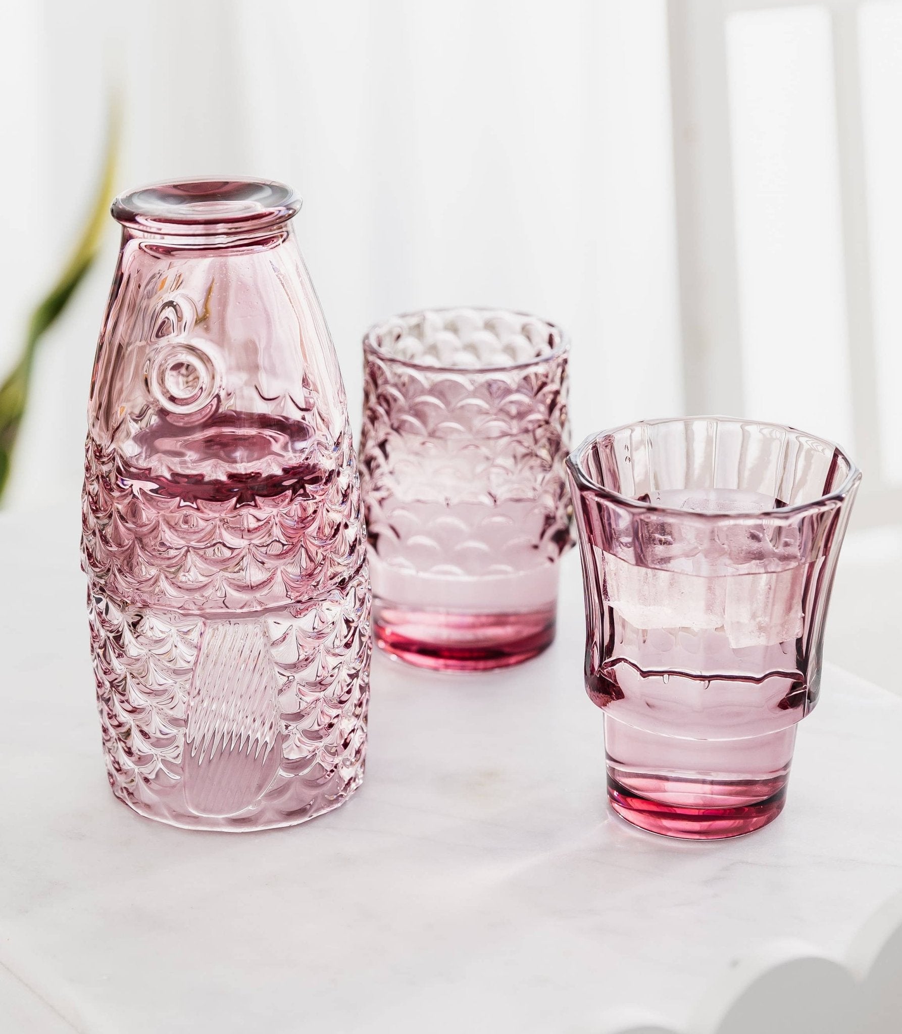 Fish Stacking Drinking Glass - Set of 4 Pink - Bumble Living