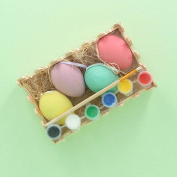 Gisela Graham Paint Your Own Eggs acrylic craft kit with paints and brushes for decorating ceramic eggs.