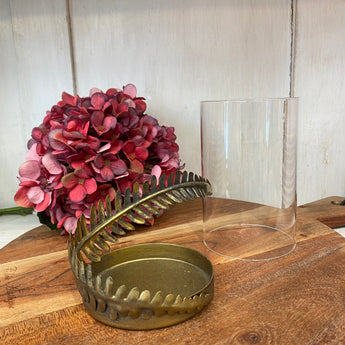 Chic Antique Leaf Wrap tealight holder with leaf design, crafted to hold a small candle, ideal for decorative candle displays.