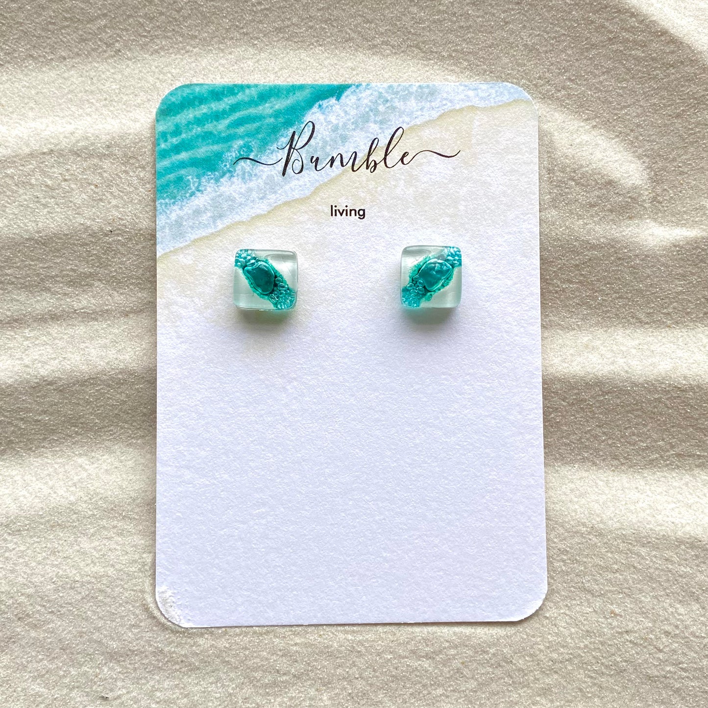 Turquoise & White Bubble Large Stud Earrings