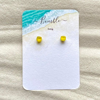 Yellow Glass Small Earrings