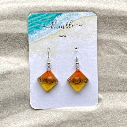 Orange & Yellow Bubble Diamond Shape Earrings