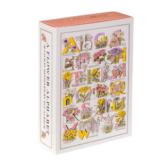 Set of Flower Alphabet Extra Long Matches by The Matchbox Maker, featuring decorative flower designs on long matchsticks.