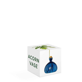 Lapis blue glass Acorn Vase by ILEX STUDIO with a smooth, rounded shape and glossy finish.