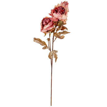 Artificial dried peony and vintage rose pink flowers from Oaktree UK, realistic artificial flowers for home decor.