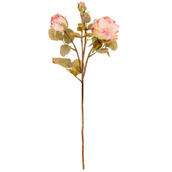 Artificial dried rose quartz rose spray from Oaktree UK, featuring realistic pink roses on green stems for decorative floral arrangements.