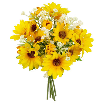 Artificial Gerbera Daisy mixed yellow bunch from Oaktree UK, featuring vibrant yellow gerbera flowers in a lush bouquet.