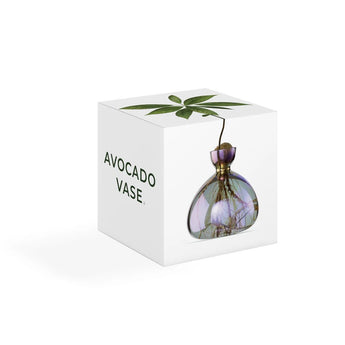 Glass avocado-shaped vase from ILEX STUDIO's Cosmic Vega collection, featuring a textured green and gold finish.