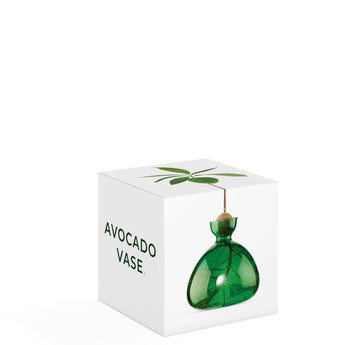 Emerald green glass avocado-shaped vase by ILEX STUDIO, featuring a smooth, rounded design perfect for floral arrangements.