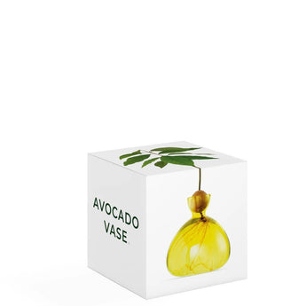 Sunlight yellow glass avocado-shaped vase by ILEX STUDIO, featuring a smooth, modern design with a glossy finish.