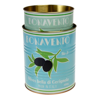 Set of two Bonavento medium storage tins by Rex B2B, metal containers with lids for kitchen organization.
