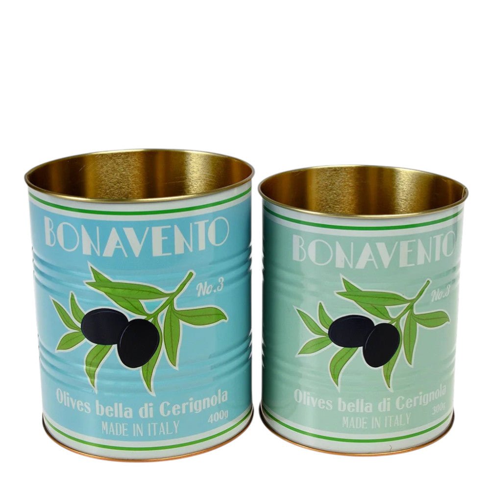 Set of two Bonavento medium storage tins by Rex B2B, metal containers with lids for kitchen organization and storage.