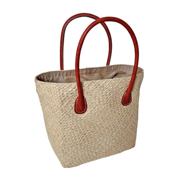 Natural beige Camille tote bag by Basket Basket, showing sturdy handles and spacious interior, perfect for everyday use.