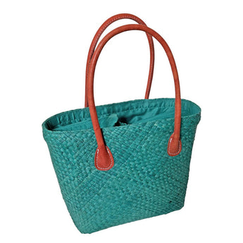 Camille teal tote bag from Basket Basket, stylish and spacious tote bags made of durable material, with handles for easy carrying.