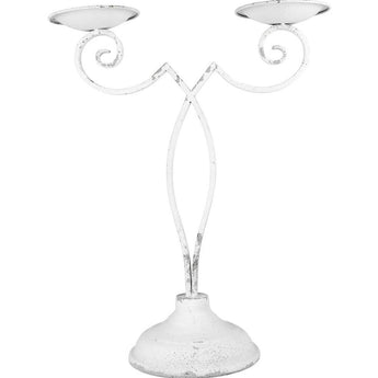 Elegant Grand Illusions Candelabra Aria candle holder with multiple arms and white candles on a decorative metal frame.
