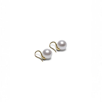 Chalk UK Cambridge Pearl Pull Through Ball Earrings featuring elegant pearl accents and sleek gold-tone design.