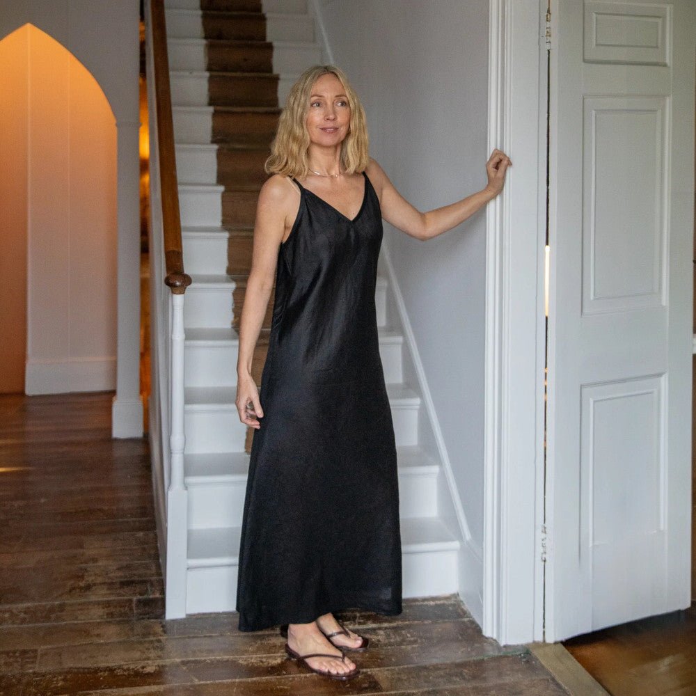 Black Chalk UK Harlow dress, stylish clothing with a fitted silhouette and elegant design, shown on a model.