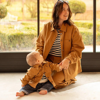 Navy and ecru stripe top by CHALK UK, featuring a casual fit and soft fabric, perfect for everyday wear.