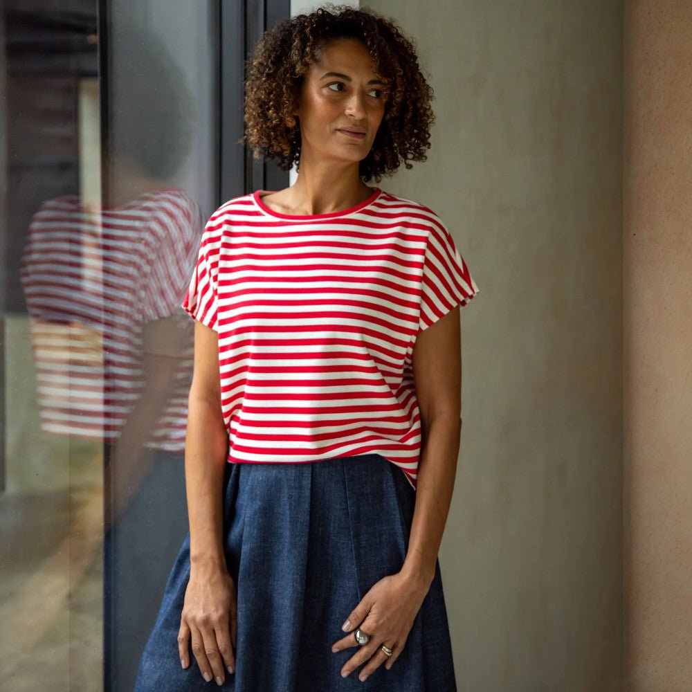 Chalk UK Wei Stripe Top - Red & Ecru - Bumble Living