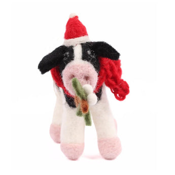 Christmas Calf with Mistletoe Felt Decoration - Bumble Living