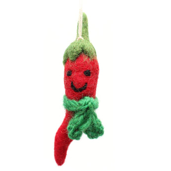 Amica Christmas Chilly Chilli felt decoration with festive red and green chili design, perfect for holiday decor.