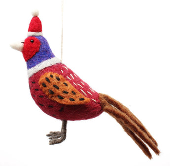 Christmas Pheasant Felt Decoration - Bumble Living