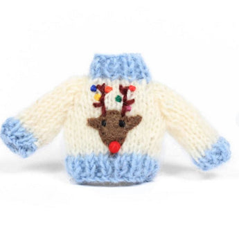Christmas Reindeer Knitted Jumper Felt Decoration - Bumble Living