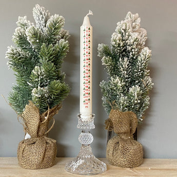 Christmas Tree Advent Candle by This is Nessie, white dinner candle shaped like a Christmas tree for festive holiday decor.