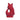 Cranberry-colored Gluggle Jug XL by The Gluggle Jug Factory, showcasing its distinctive curved shape and shiny glazed finish.