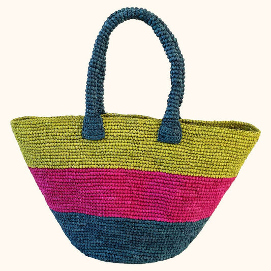 Crochet Lime Multicolour Bucket Bag - Bumble Living
