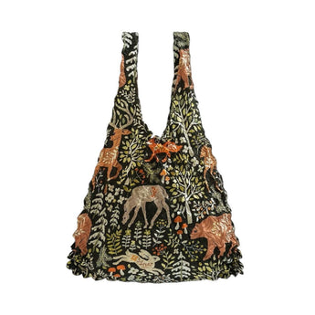 My Little Eco Bags deer and bear print eco bag made of sustainable material, featuring a colorful wildlife design.