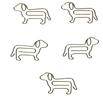 Set of 5 dog-shaped paper clips from Rex B2B, playful stationery clips resembling dogs, perfect for organizing papers.