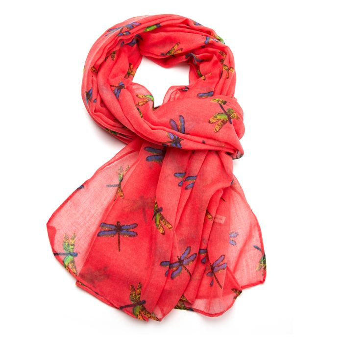 Dragonflies Scarf- Dark Pink - Bumble Living