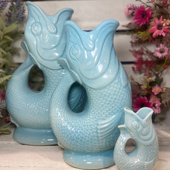 Eau de Nil Original Gluggle Jug XL by The Gluggle Jug Factory, handcrafted ceramic jug with a distinctive spout and glossy finish.