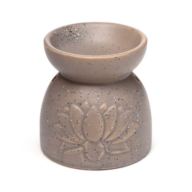 Pukator Eden Stone Effect Embossed Lotus Wax Burner in assorted colors, decorative ceramic design for aromatherapy use