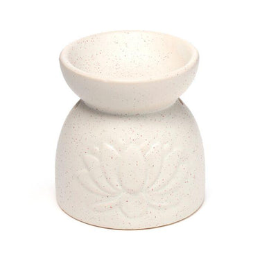 Pukator Eden Stone Effect Embossed Lotus Wax Burner in assorted colors, featuring a textured stone-like lotus design.