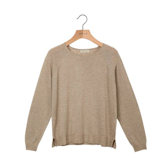 Chalk UK Faye women's knitted jumper in champagne, showcasing a cozy, stylish knitwear design perfect for casual wear.