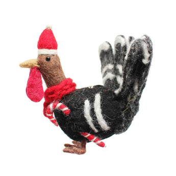Amica felt decoration featuring a festive turkey with a candy cane design, suitable for holiday home decor.