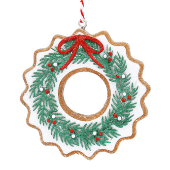 Gisela Graham gingerbread door wreath decoration with festive holiday design, perfect for seasonal door decor.