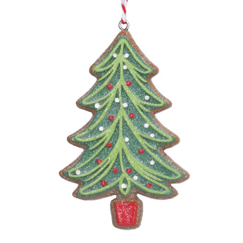 Gisela Graham gingerbread green tree decoration for seasonal decor, featuring festive gingerbread and greenery details.