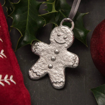 Gingerbread Man Pewter Decoration - Bumble Living
