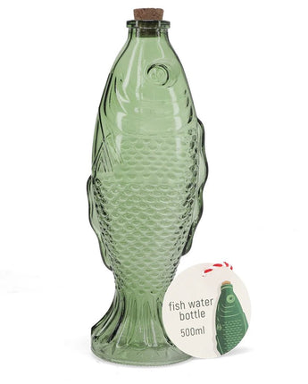Green Fish Glass Bottle - 500ml - Bumble Living