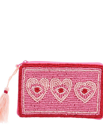 Handcrafted beaded coin purse - Heart - Bumble Living
