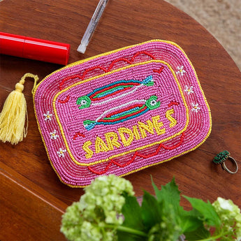 Handcrafted beaded makeup bag - Sardines - Bumble Living