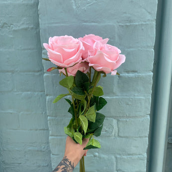 Artificial Harper Rose single stem flower in pale pink by Lotus Imports Ltd, showcasing realistic floral detail.