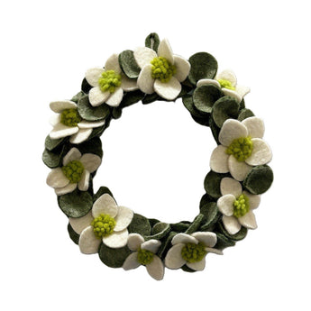 Hellebore Christmas Rose Wreath Felt Decoration - Bumble Living