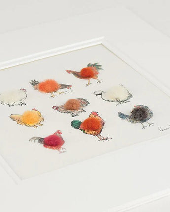 Hand-finished Hens Bespoke Print by Papersheep, showcasing detailed handcrafted artwork of a hen on high-quality paper.