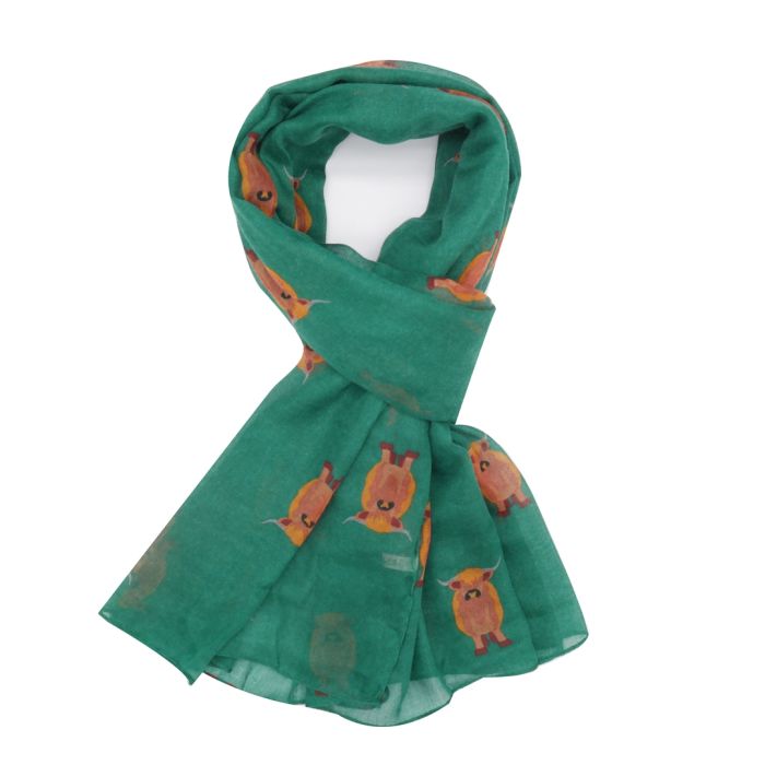 Highland Cows Scarf- Green - Bumble Living