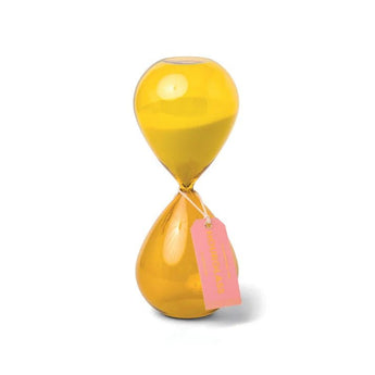 Chartreuse ombre hourglass ornament by Designworks Collective, 30-minute timer with sleek, colorful glass design.