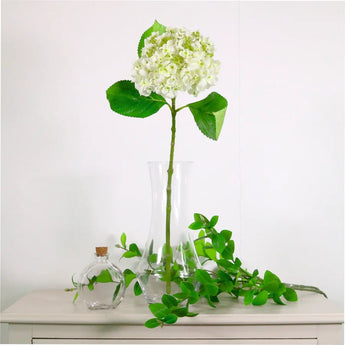 Artificial Imperial Hydrangea single stem in ivory, realistic Lotus Imports Ltd artificial flower for home decor.